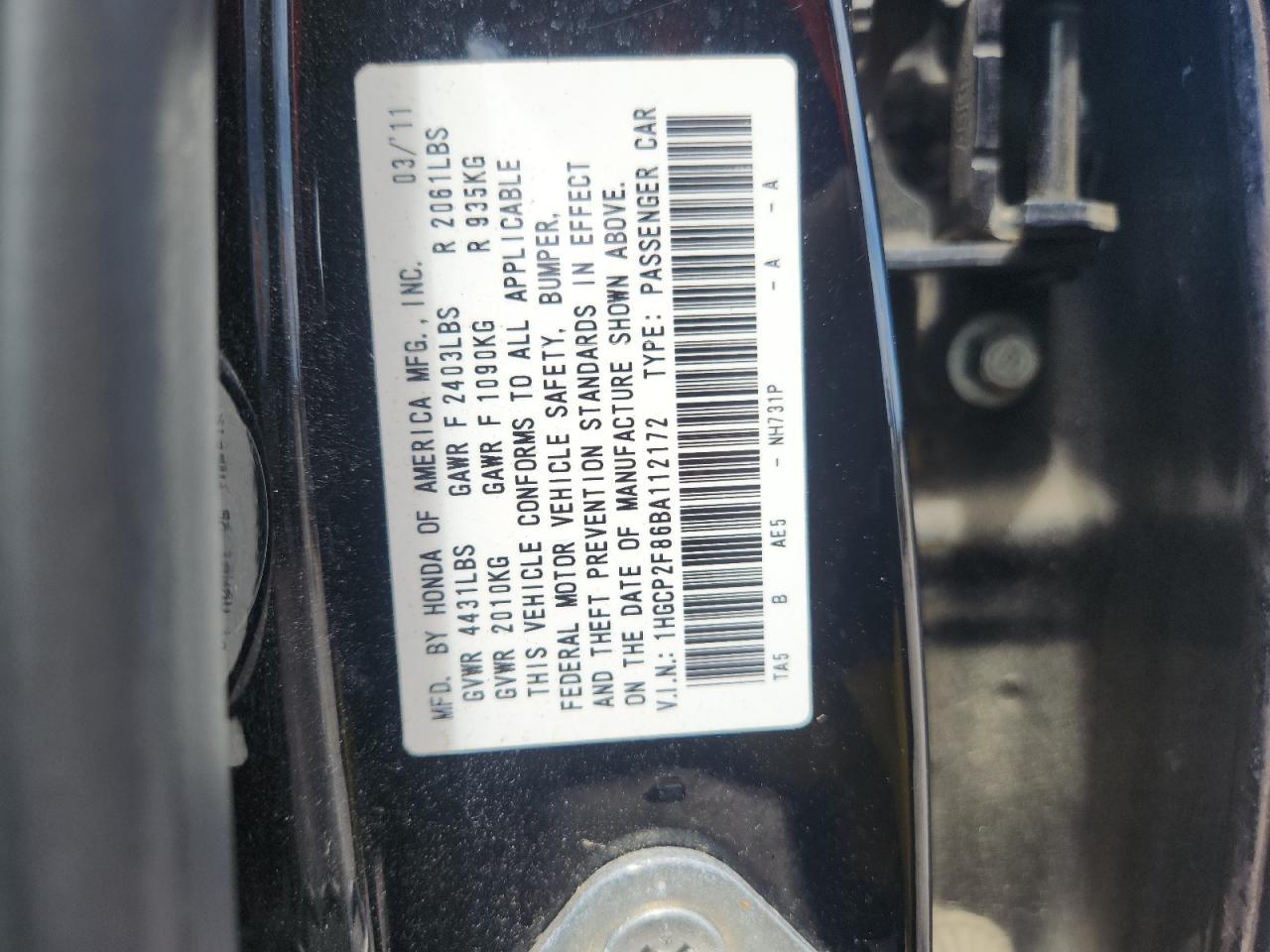 2011 HONDA ACCORD