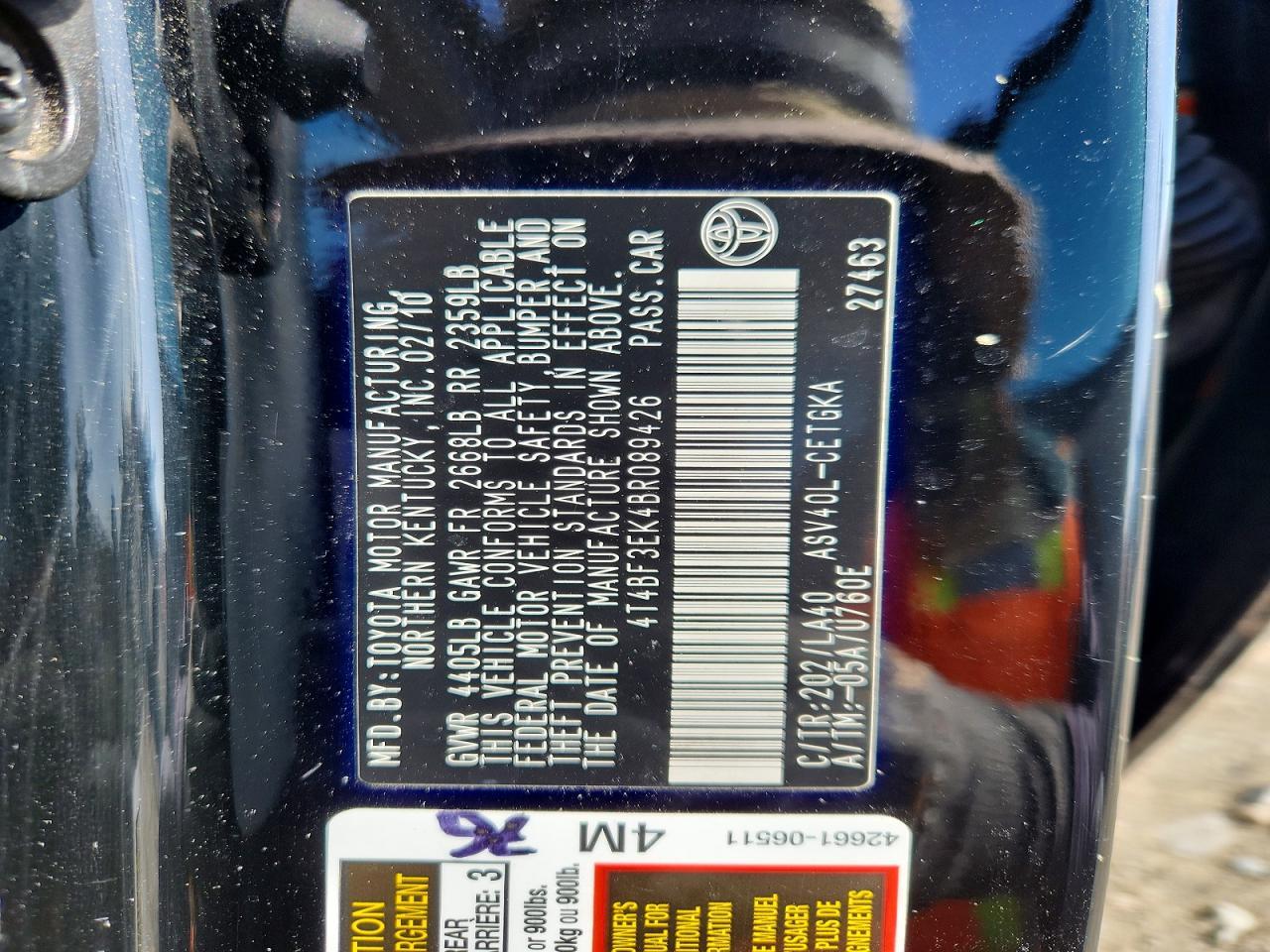 2011 TOYOTA CAMRY