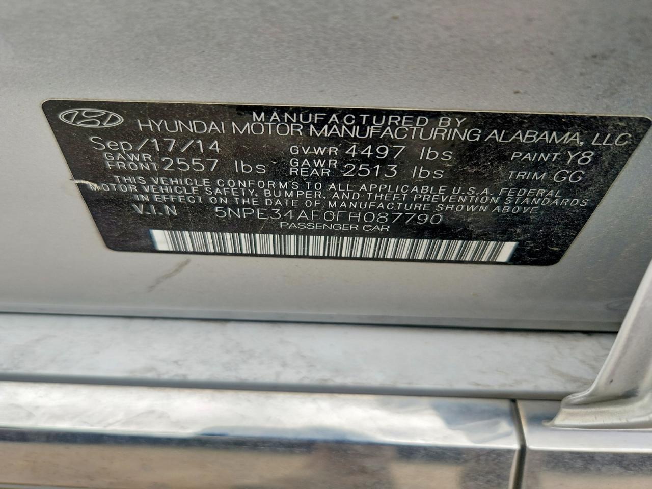 2015 HYUNDAI SONATA
