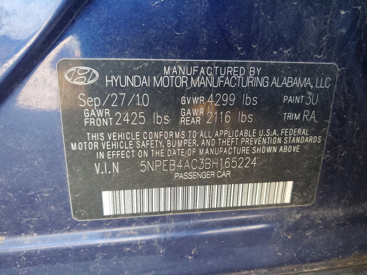 2011 HYUNDAI SONATA
