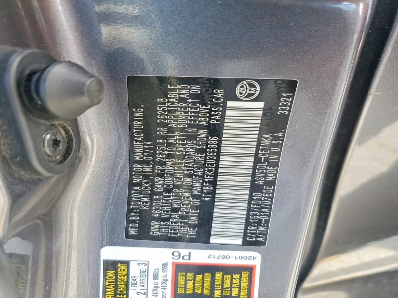2014 TOYOTA CAMRY