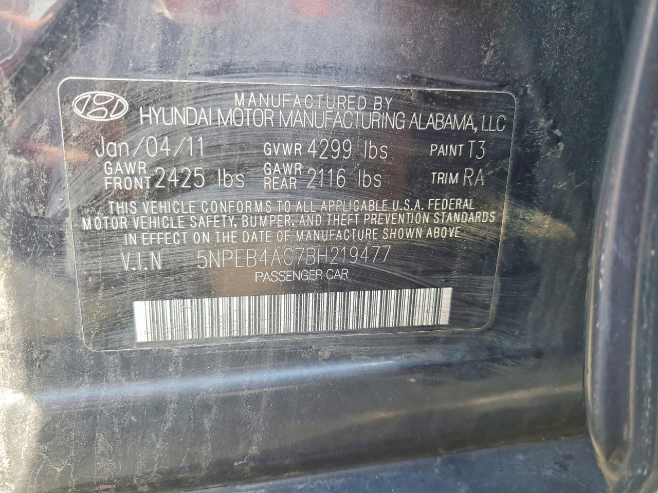 2011 HYUNDAI SONATA