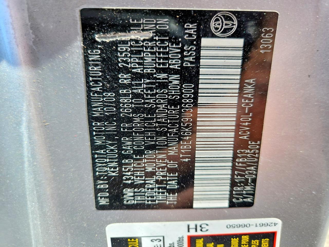 2009 TOYOTA CAMRY