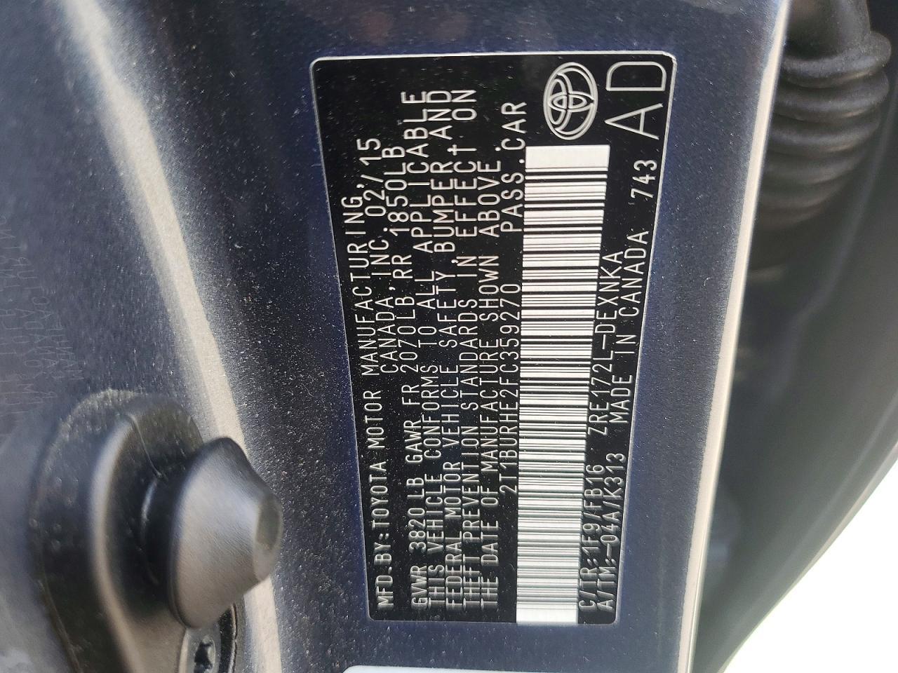 2015 TOYOTA COROLLA