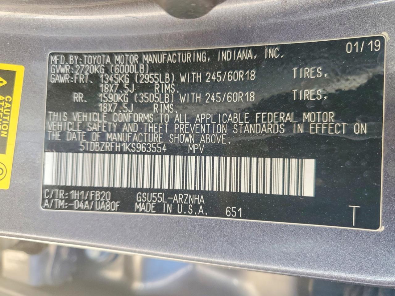 2019 TOYOTA HIGHLANDER