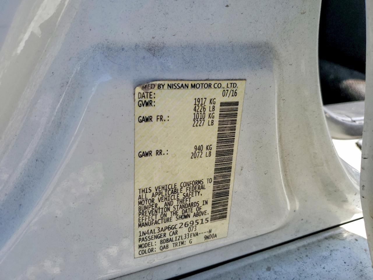 2016 NISSAN ALTIMA