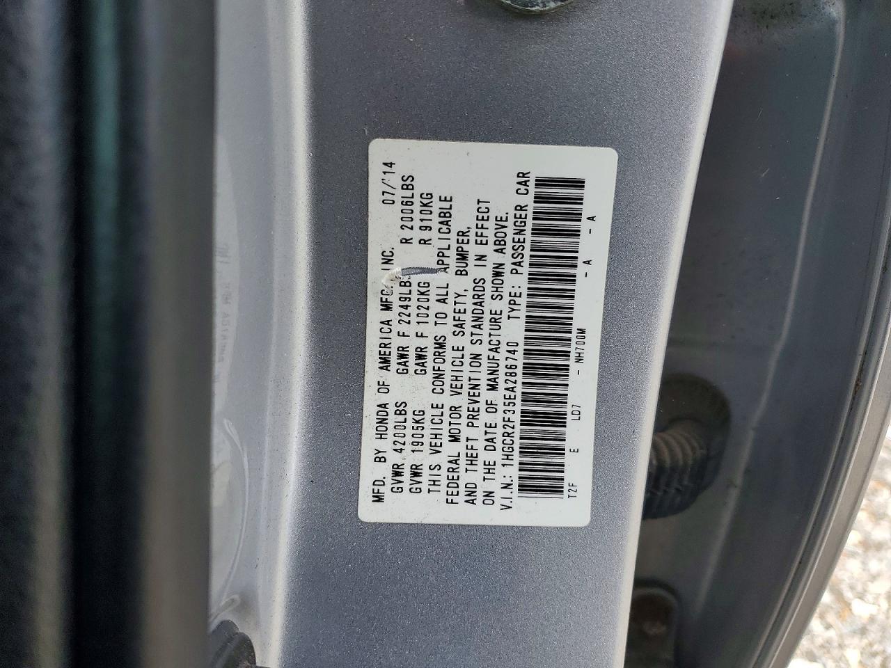 2014 HONDA ACCORD