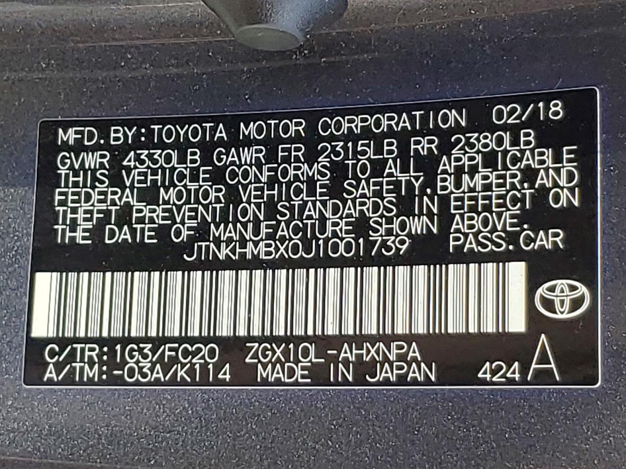 2018 TOYOTA C-HR