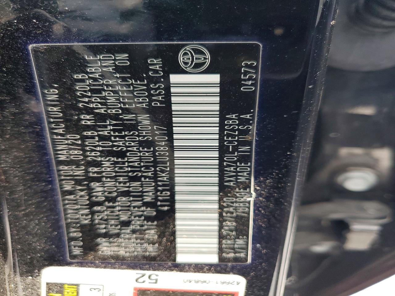 2020 TOYOTA CAMRY