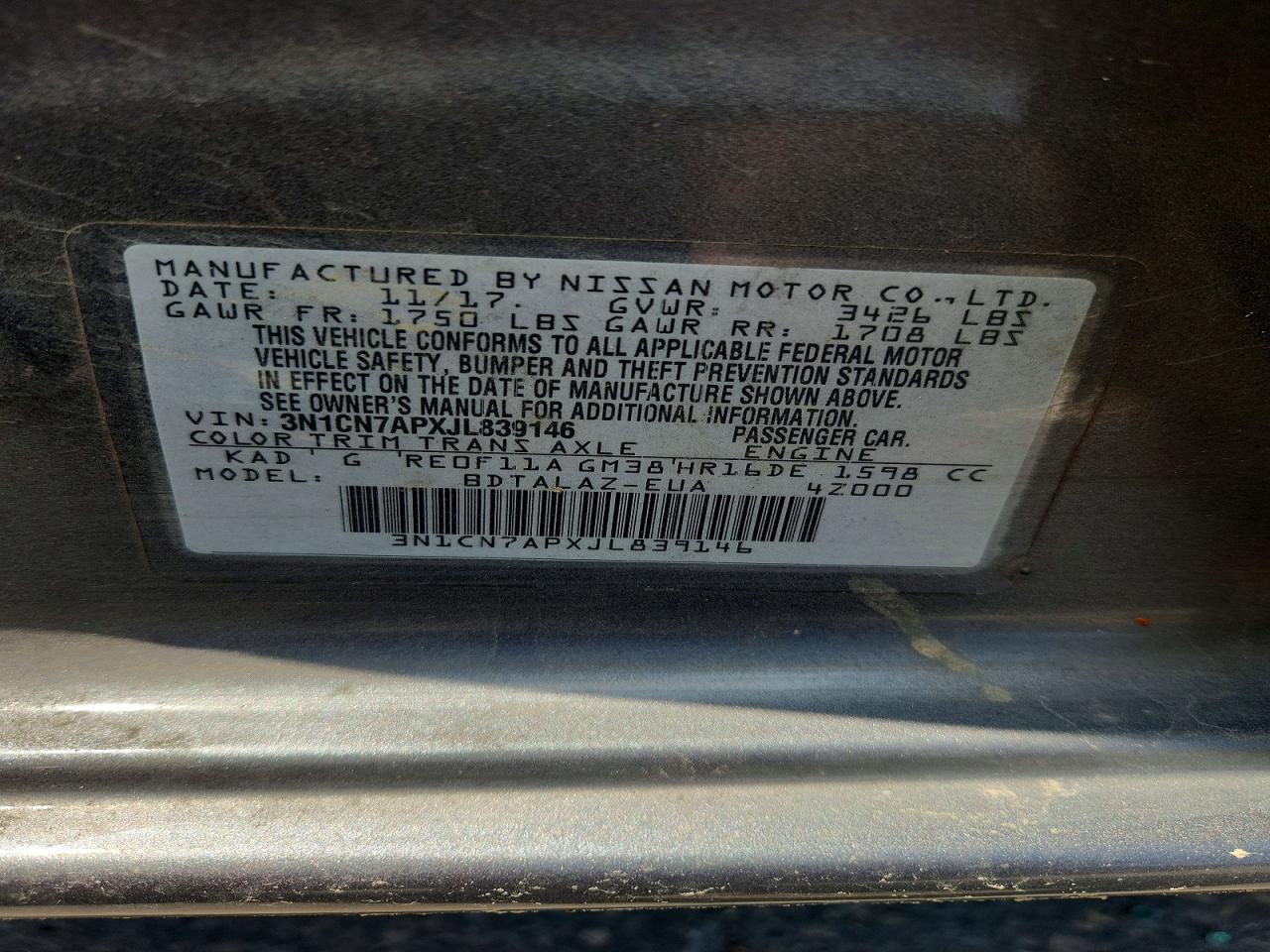 2018 NISSAN VERSA