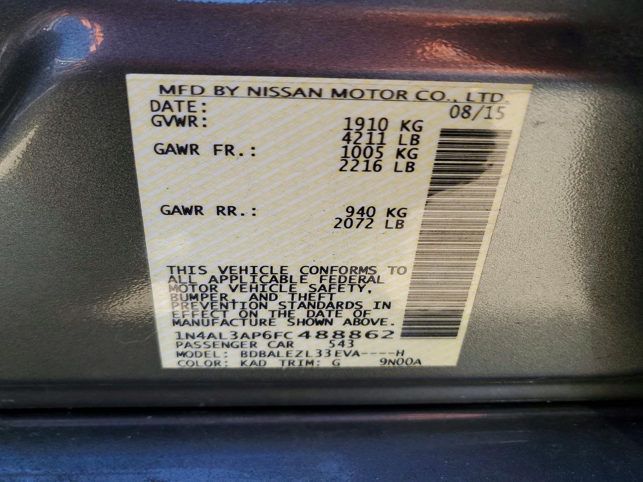 2015 NISSAN ALTIMA