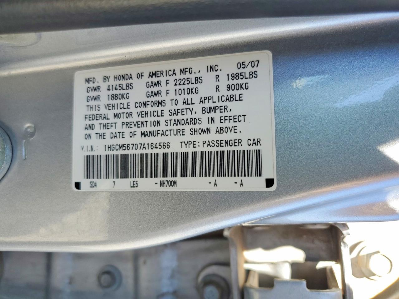 2007 HONDA ACCORD