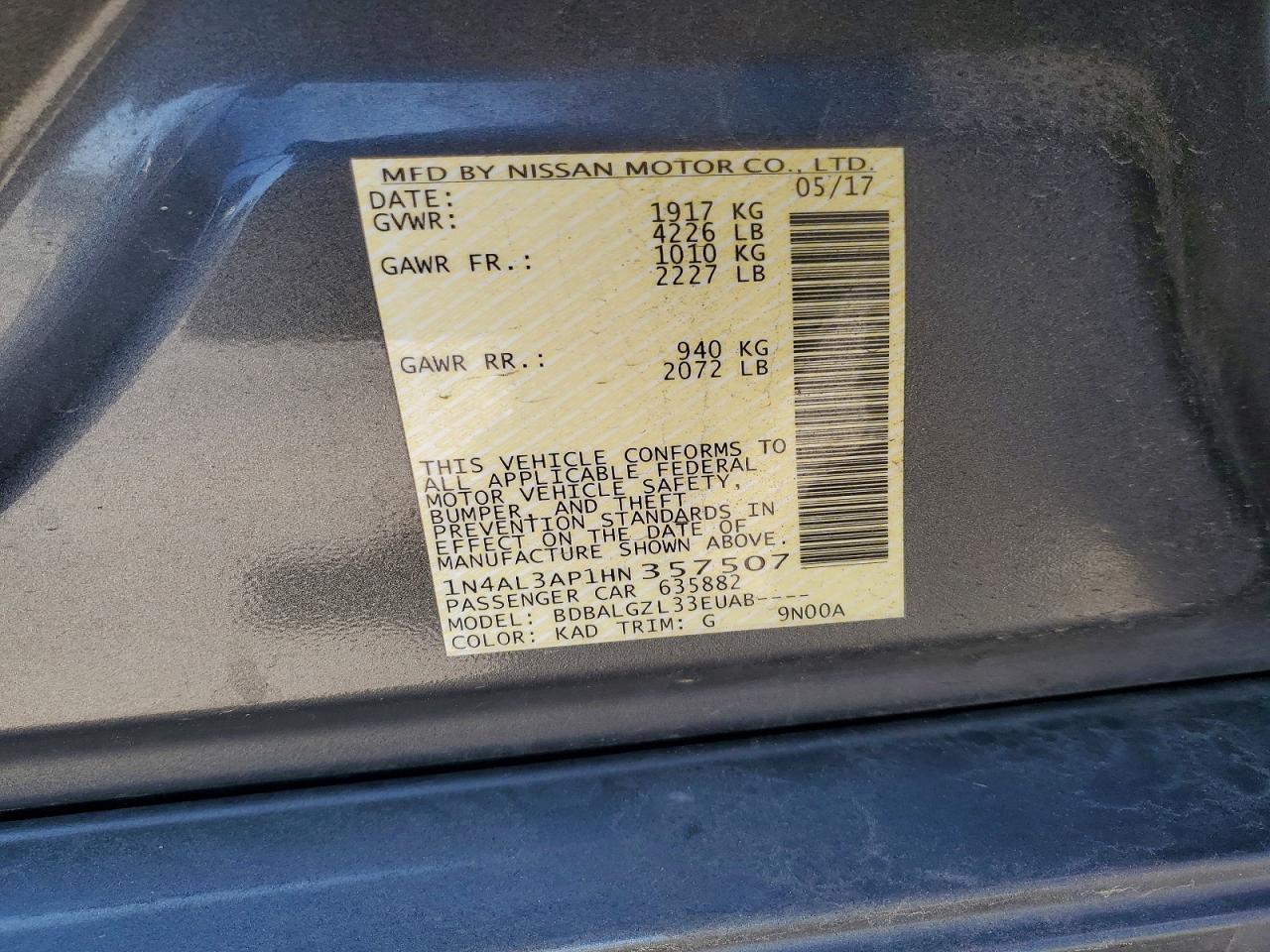2017 NISSAN ALTIMA