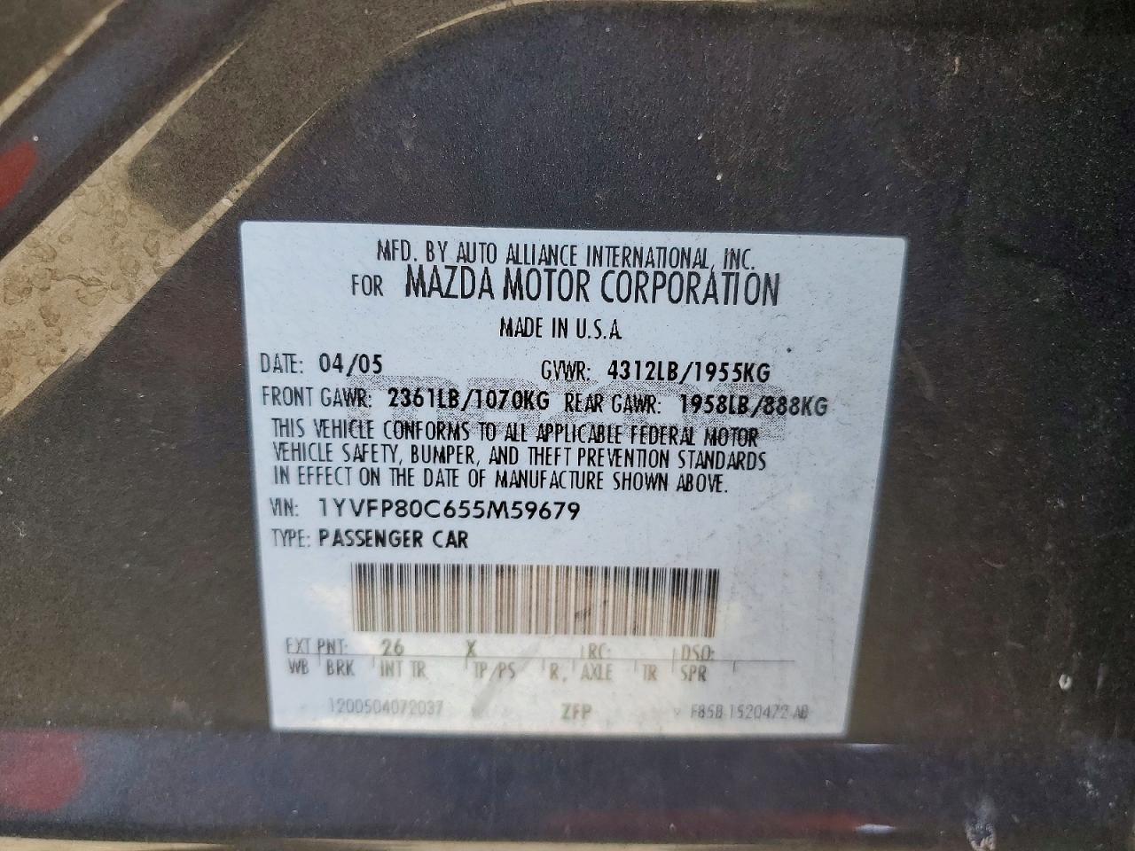 2005 MAZDA 6