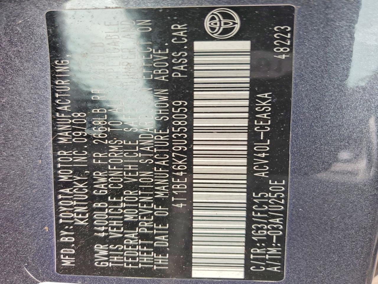 2009 TOYOTA CAMRY