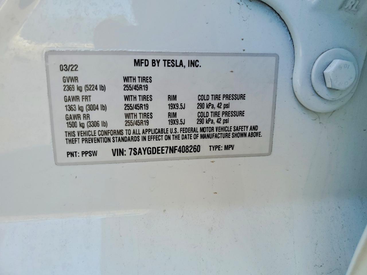 2022 TESLA MODEL Y