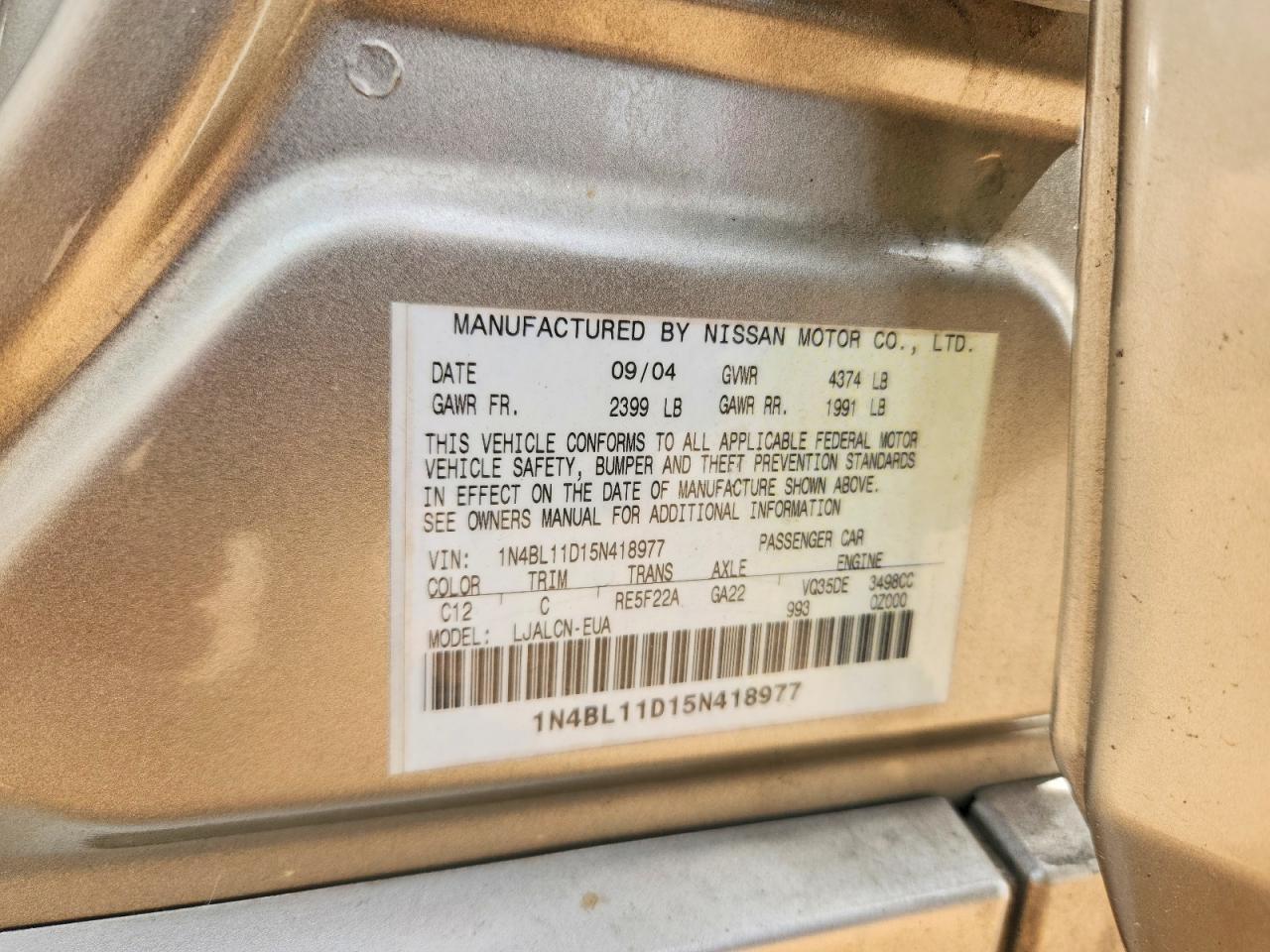 2005 NISSAN ALTIMA