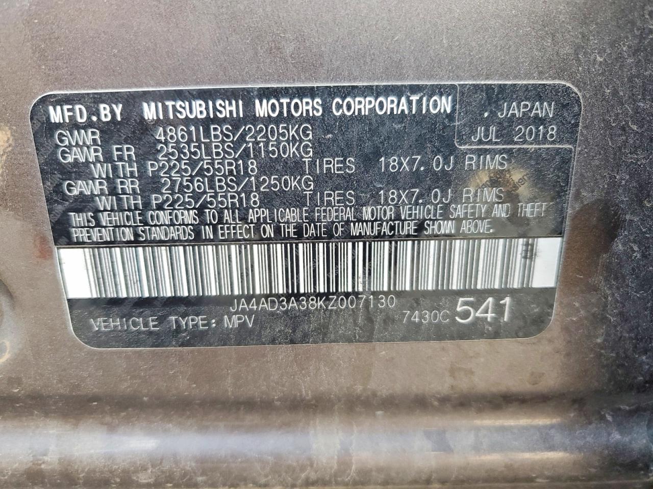 2019 MITSUBISHI outlander