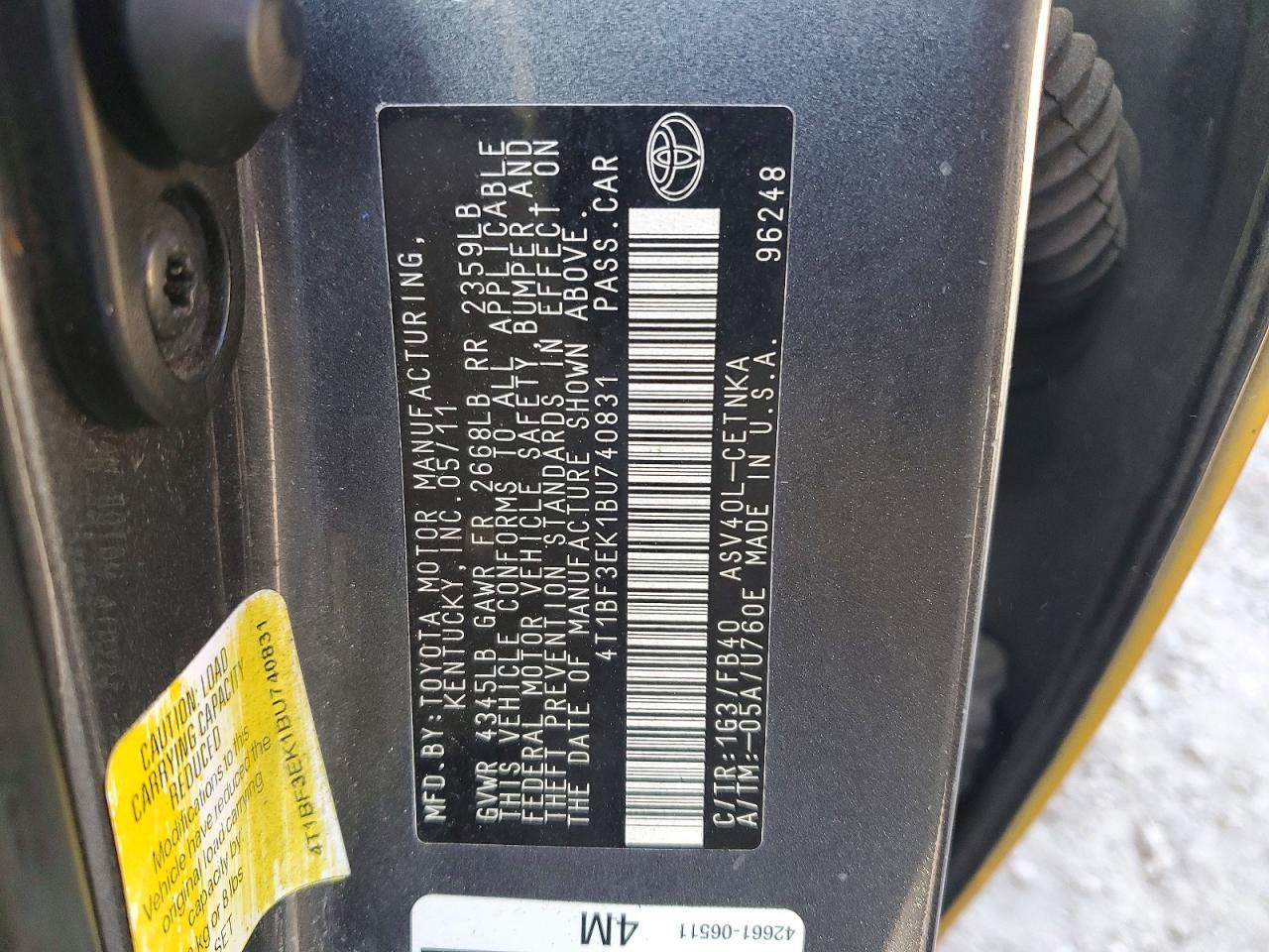 2011 TOYOTA CAMRY