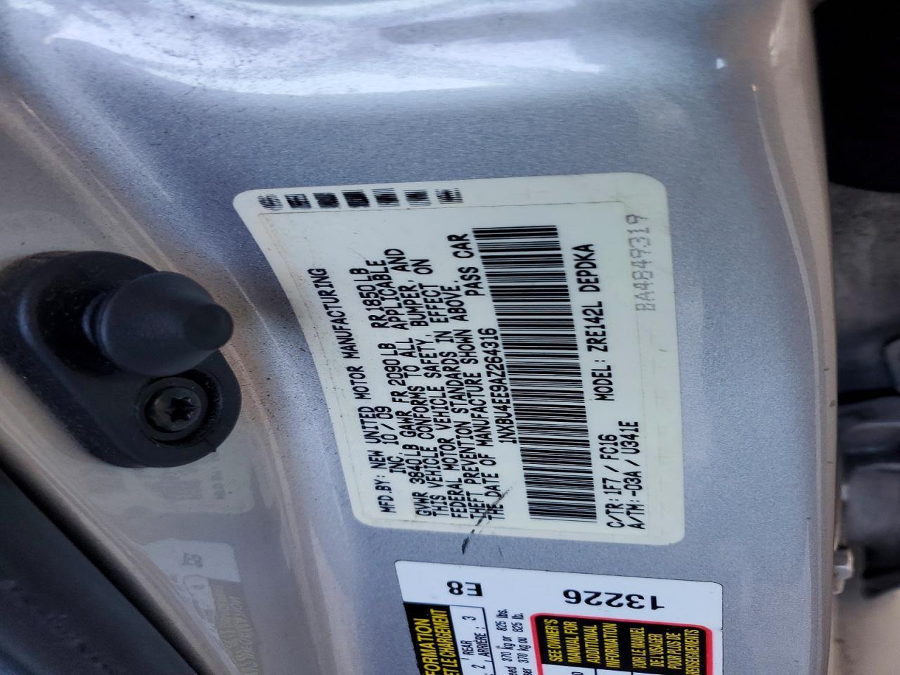 2010 TOYOTA COROLLA
