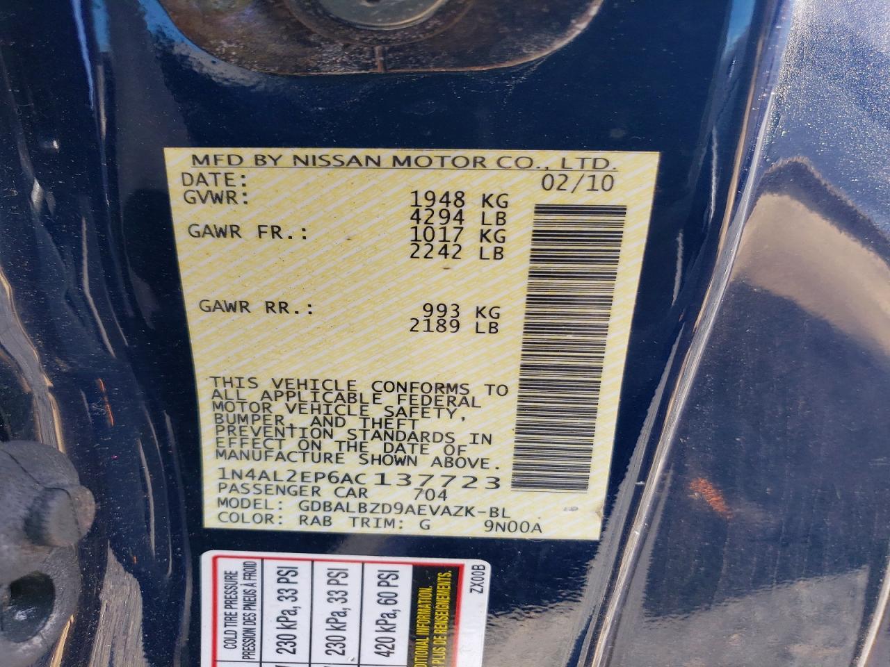2010 NISSAN ALTIMA