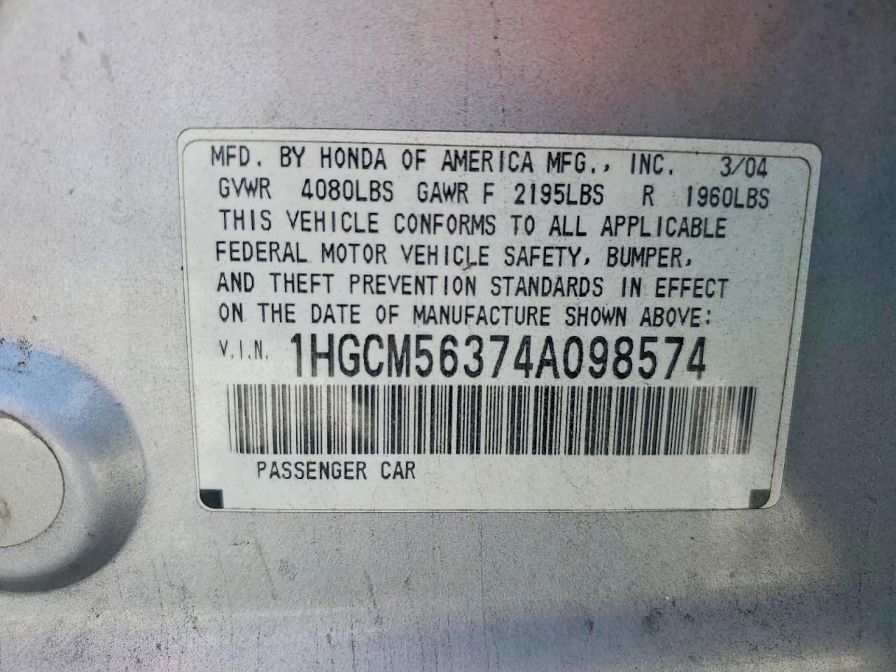 2004 HONDA ACCORD