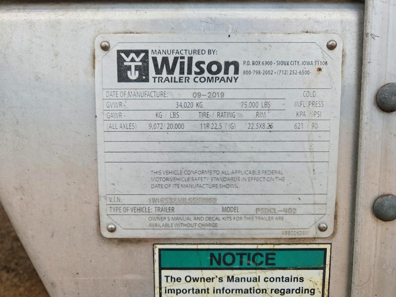 2020 WILSON TRAILER CO