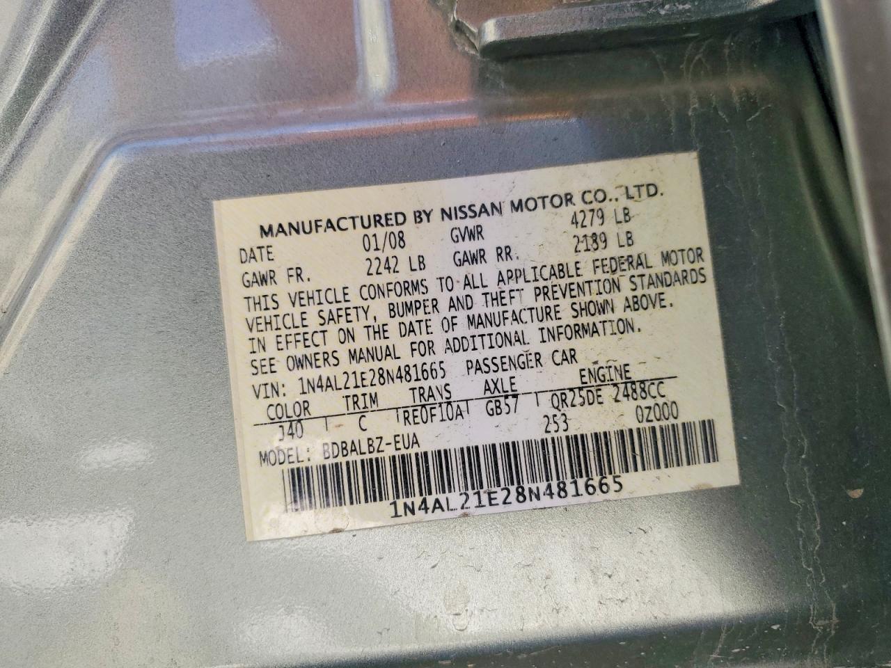 2008 NISSAN ALTIMA