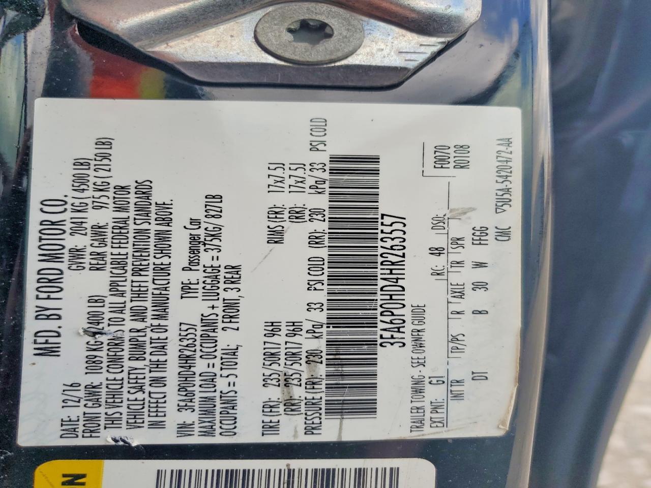 2017 FORD FUSION