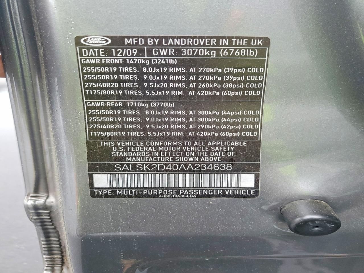 2010 LAND ROVER RANGE ROVER