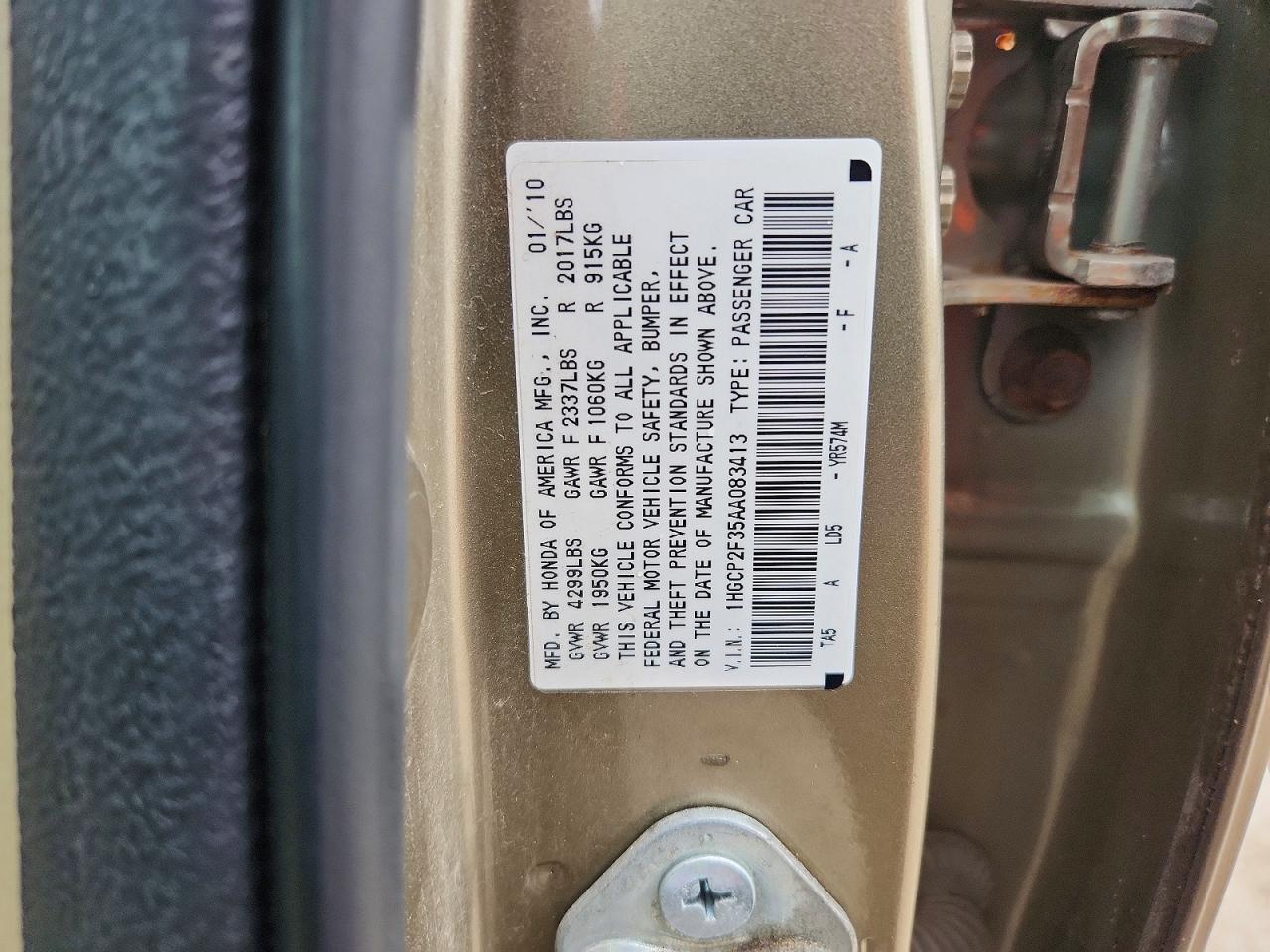 2010 HONDA ACCORD