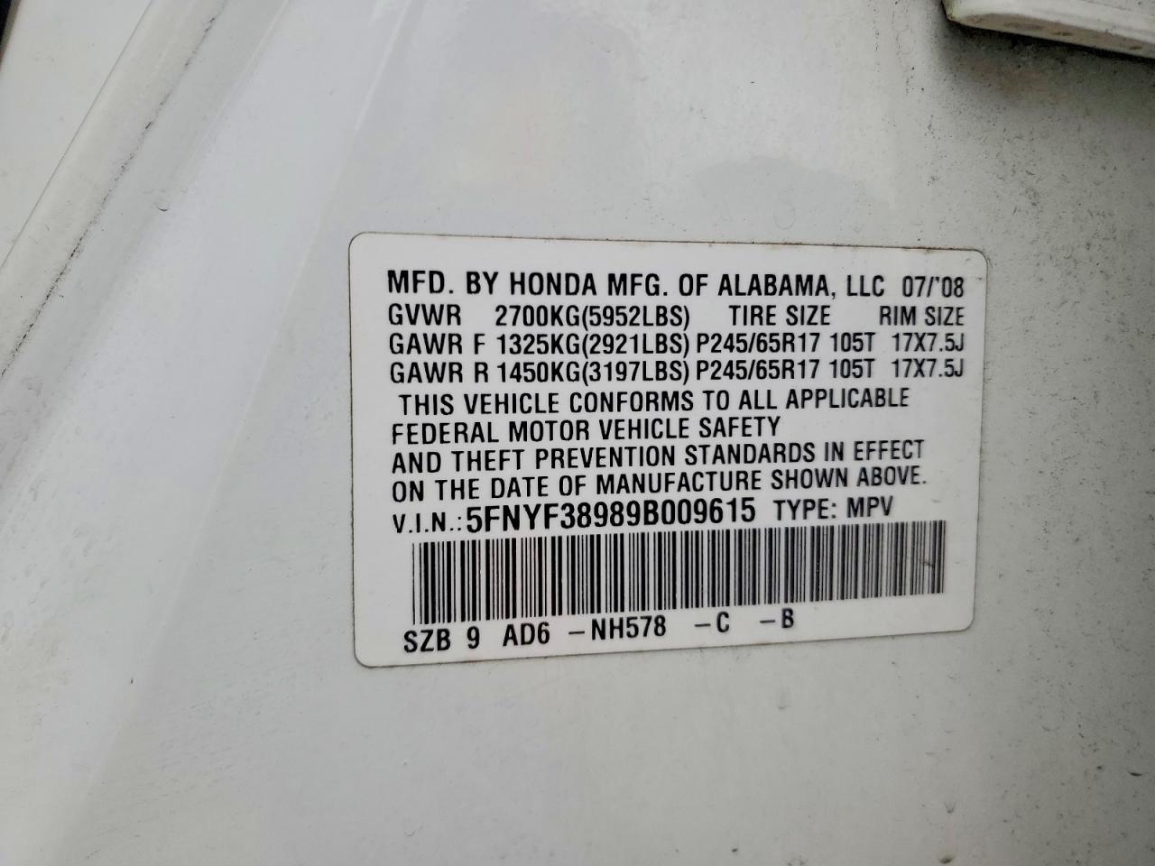 2009 HONDA PILOT