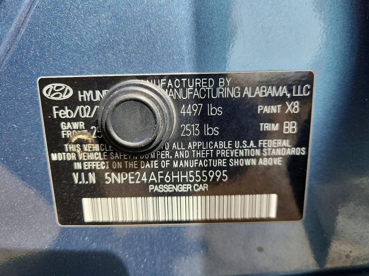 2017 HYUNDAI SONATA