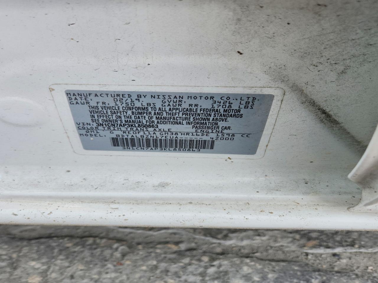2019 NISSAN VERSA