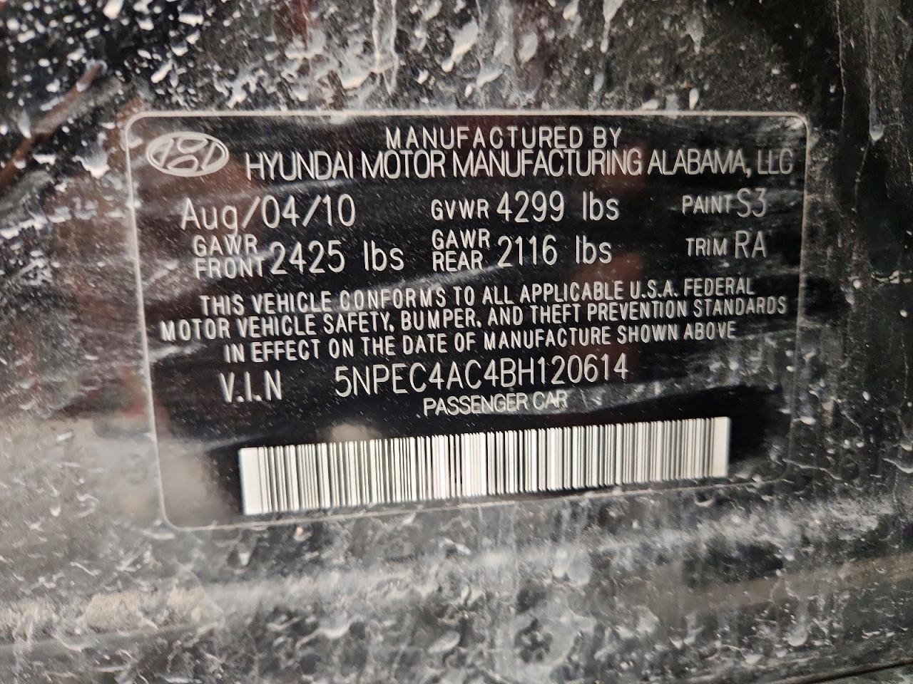 2011 HYUNDAI SONATA