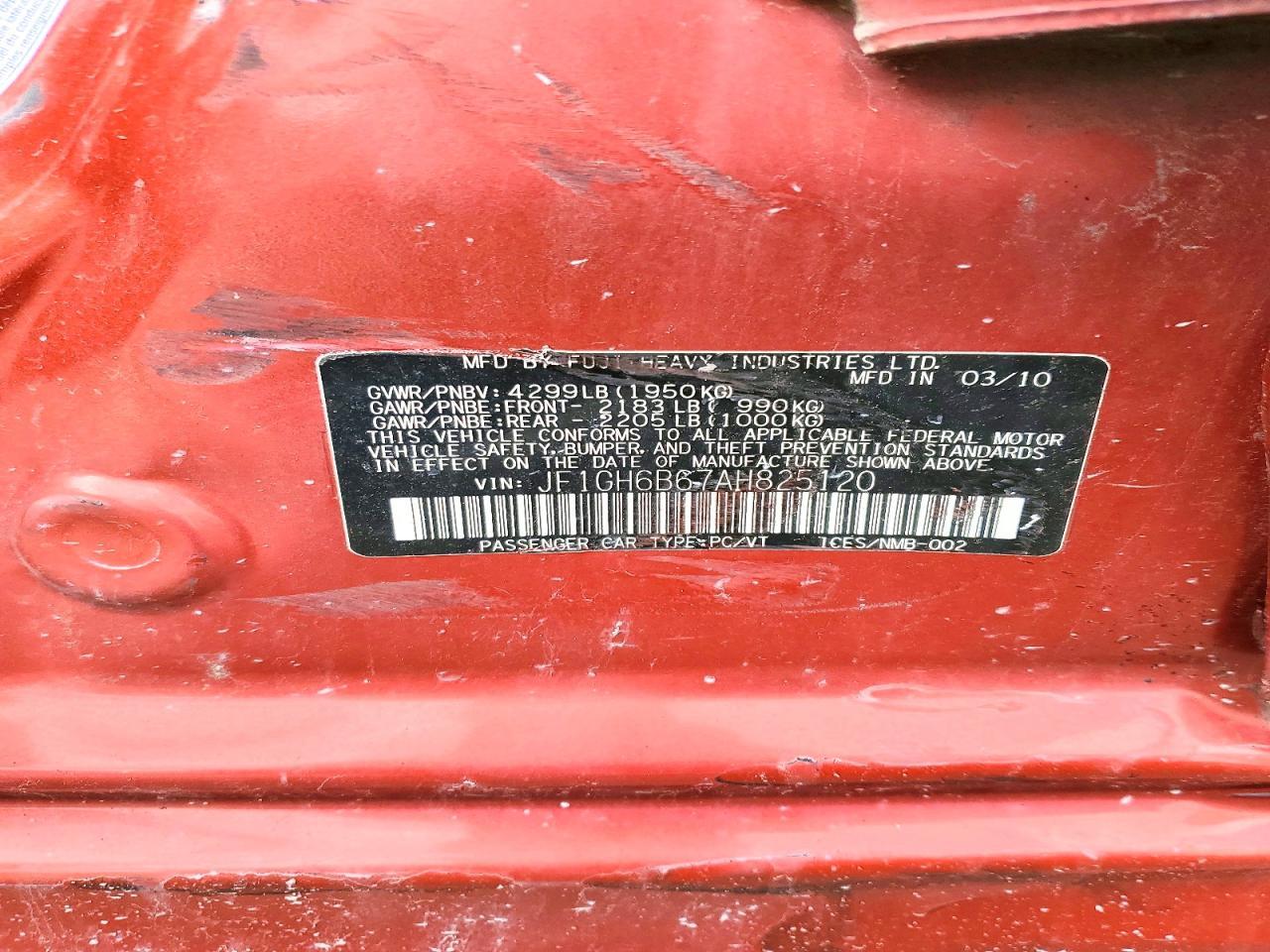 2010 SUBARU IMPREZA