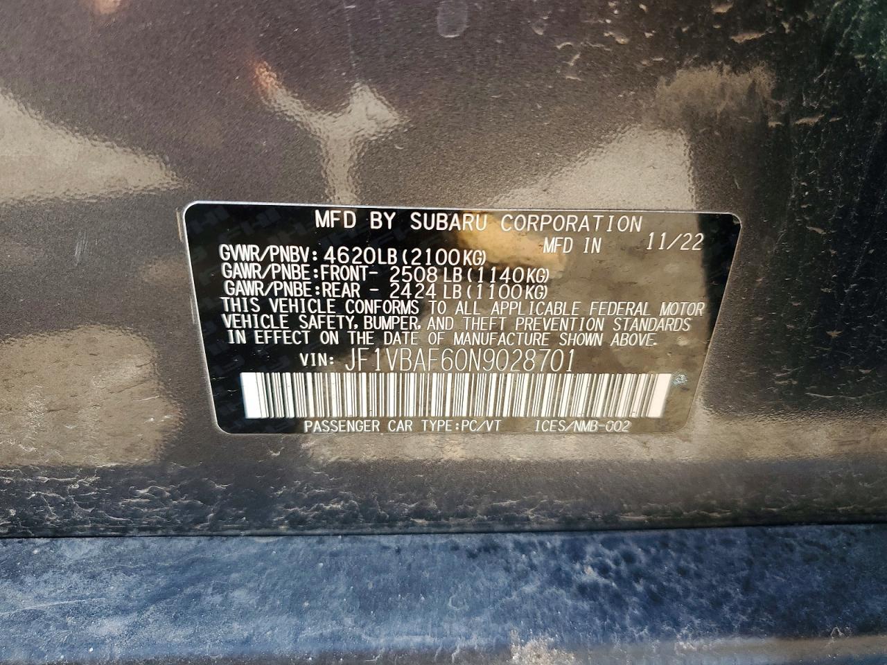 2022 SUBARU WRX