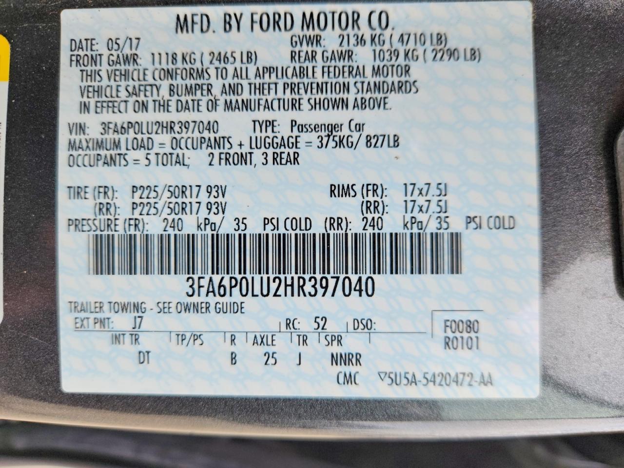 2017 FORD FUSION