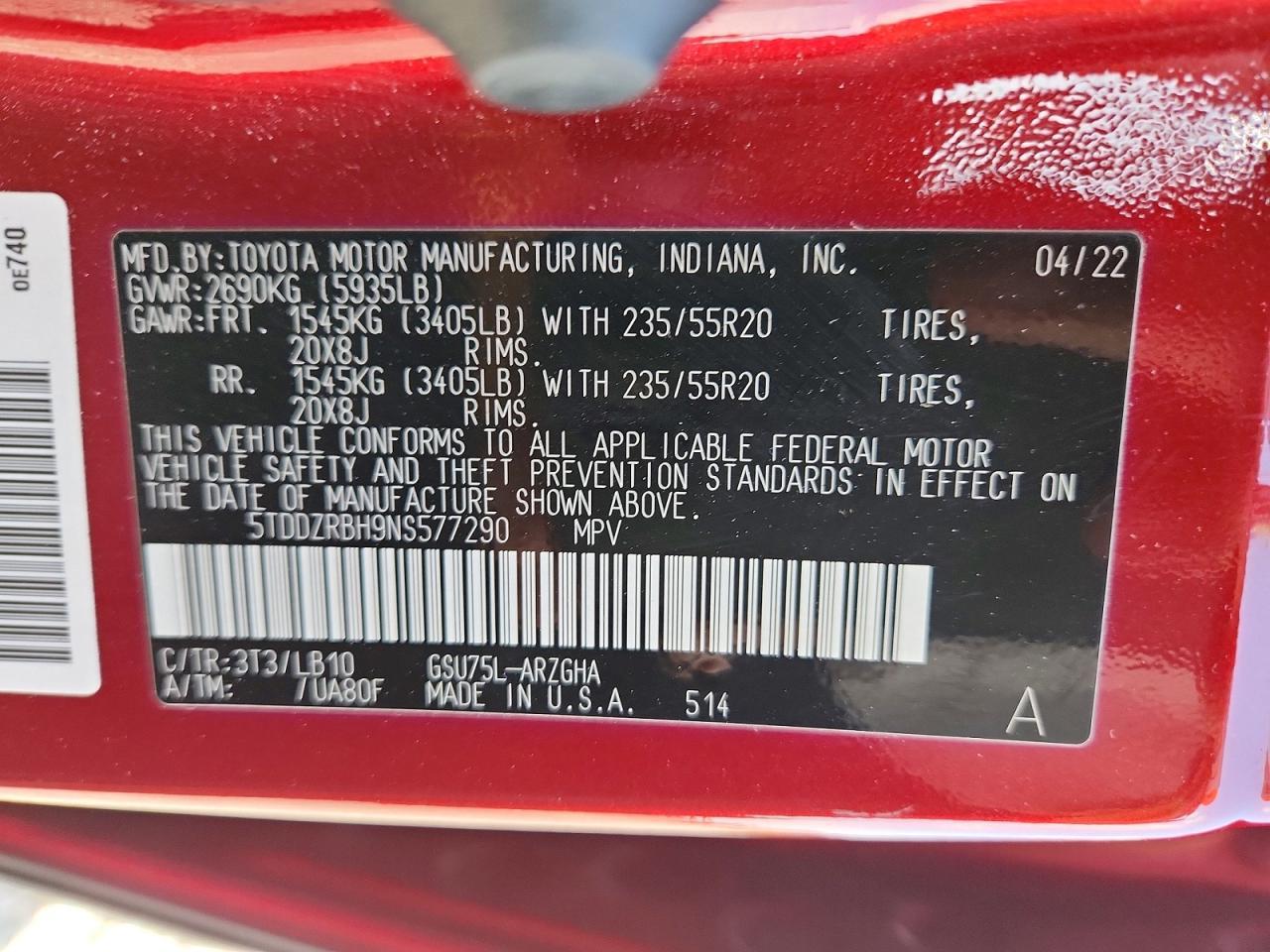 2022 TOYOTA HIGHLANDER