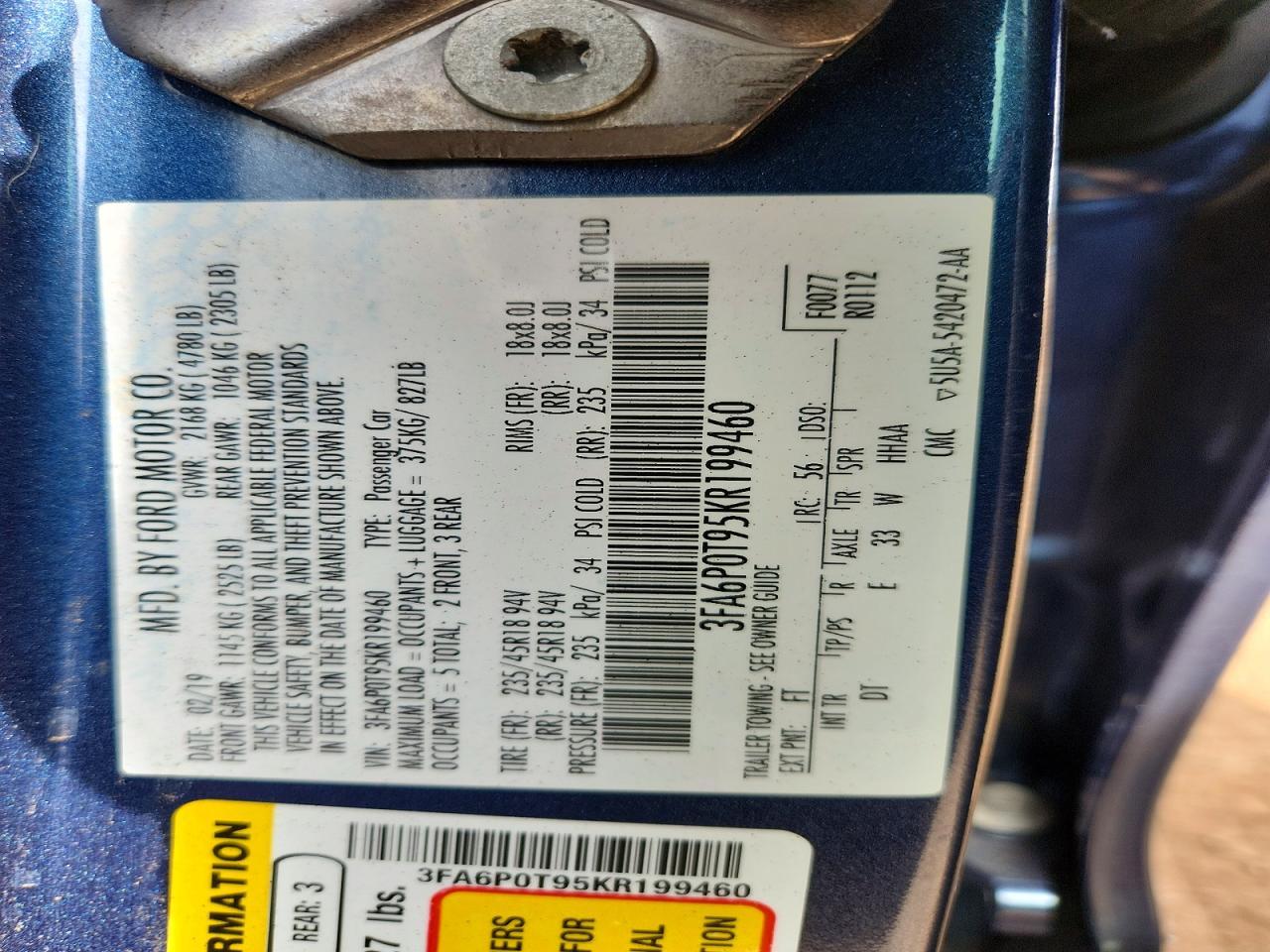 2019 FORD FUSION
