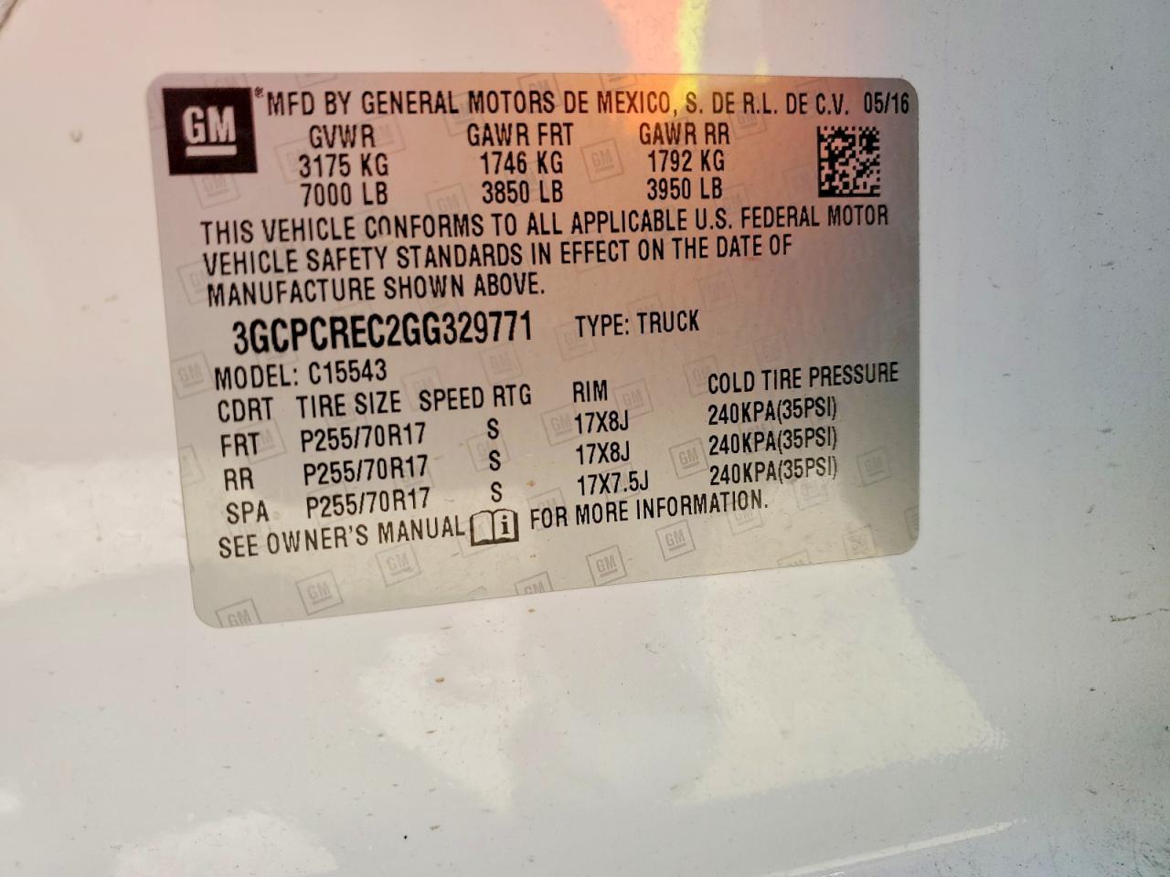 2016 CHEVROLET SILVERADO 1500