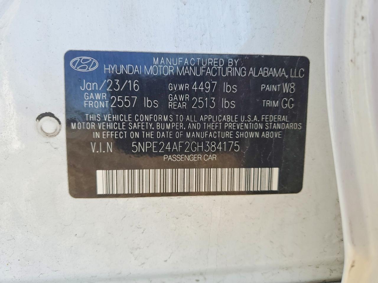 2016 HYUNDAI SONATA