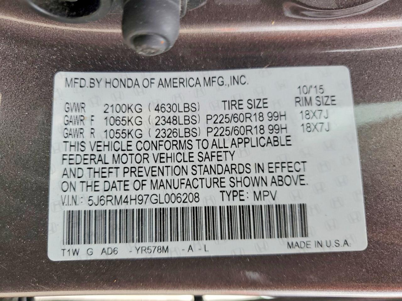 2016 HONDA CR-V