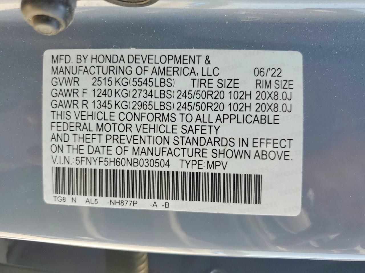 2022 HONDA PILOT