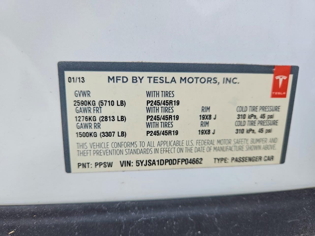 2013 TESLA MODEL S