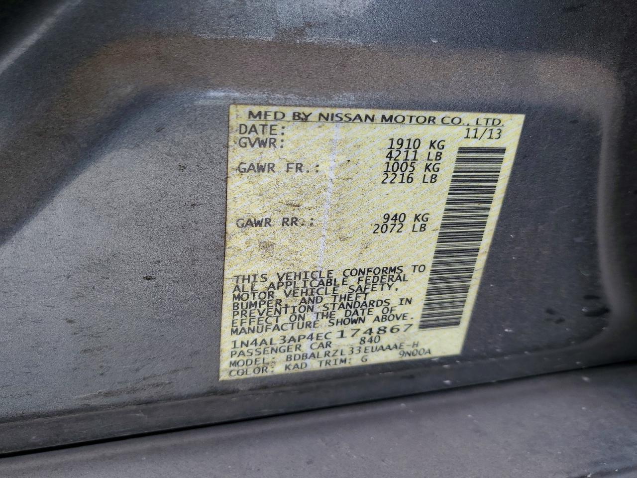 2014 NISSAN ALTIMA