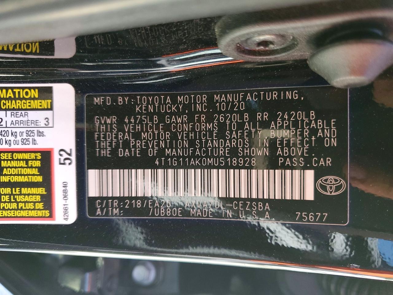 2021 TOYOTA CAMRY