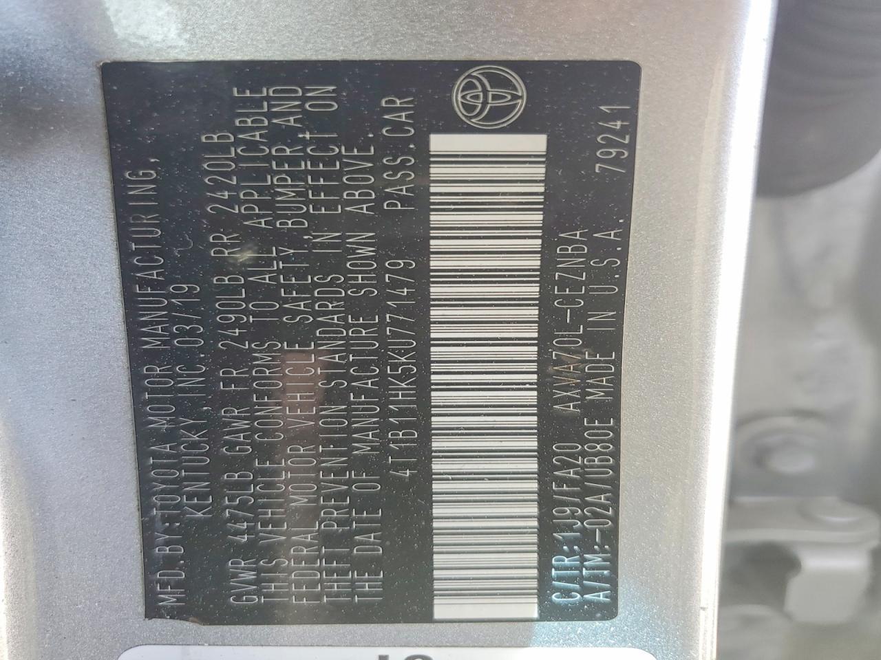 2019 TOYOTA CAMRY