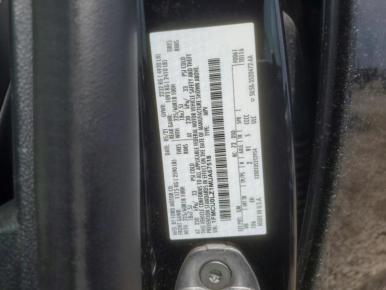 2021 FORD ESCAPE