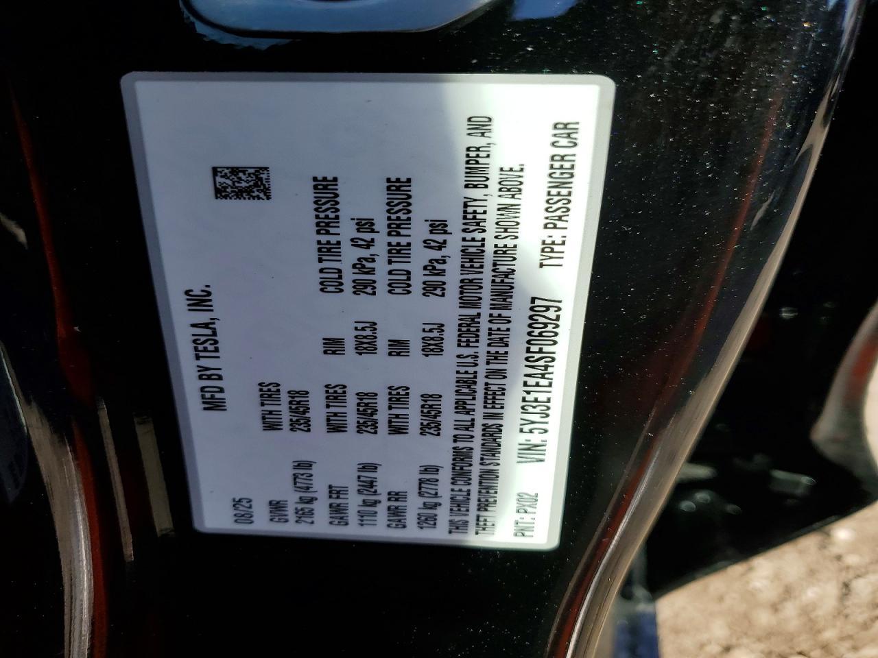 2025 TESLA MODEL 3